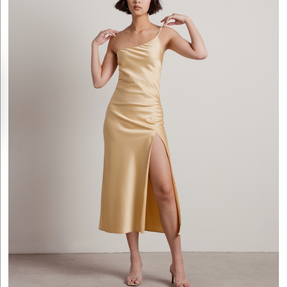One shoulder side slit dress